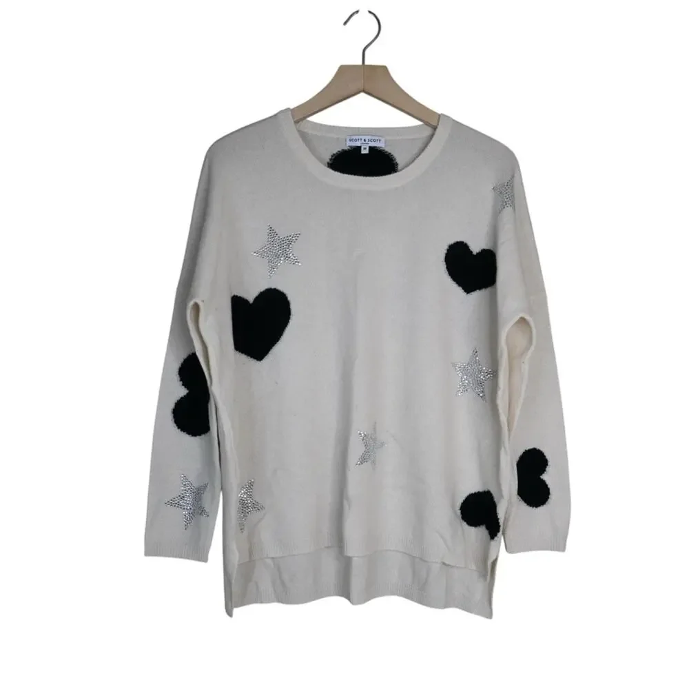 Scott & Scott London Womens M Rhinestone Embellished Cashmere Sweater